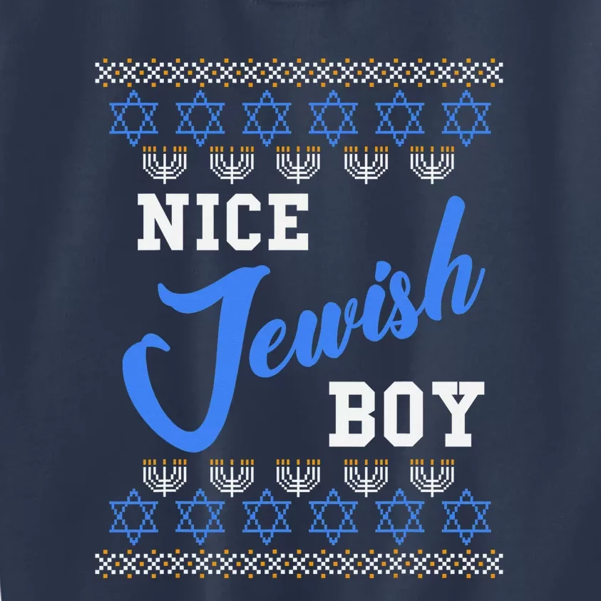 Nice Jewish Boy Hanukkah Jew Chanukah Menorah Kids Sweatshirt