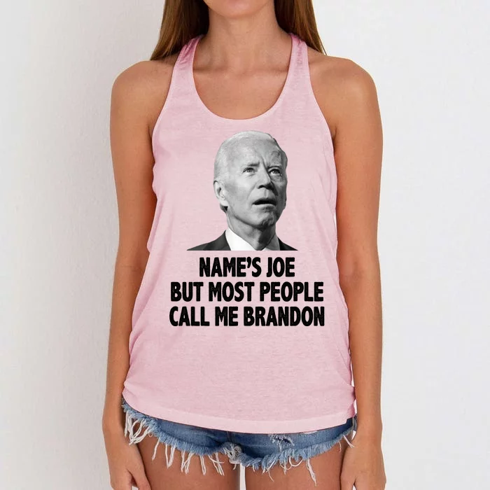 Name's Joe But Most People Call Me Brandon Women's Knotted Racerback Tank