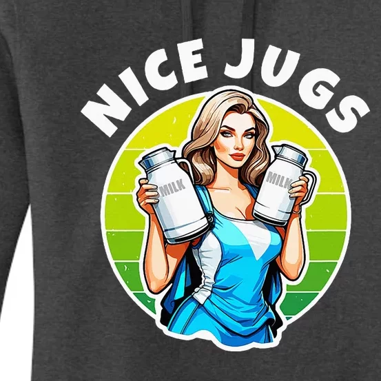 Nice Jugs. Cheerleader Milkmaid. Pitcher Holding Fun Women's Pullover Hoodie