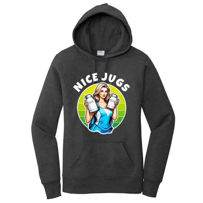 Nice Jugs. Cheerleader Milkmaid. Pitcher Holding Fun Women's Pullover Hoodie