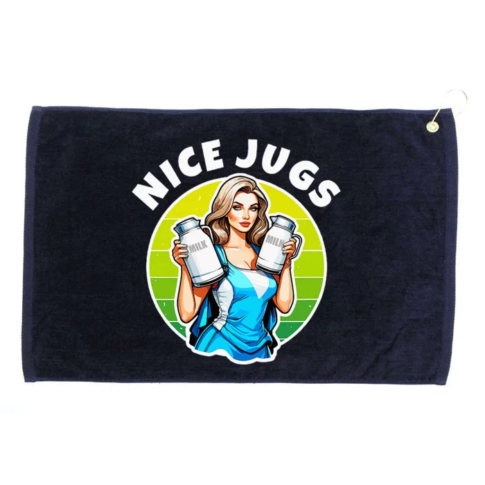 Nice Jugs. Cheerleader Milkmaid. Pitcher Holding Fun Grommeted Golf Towel