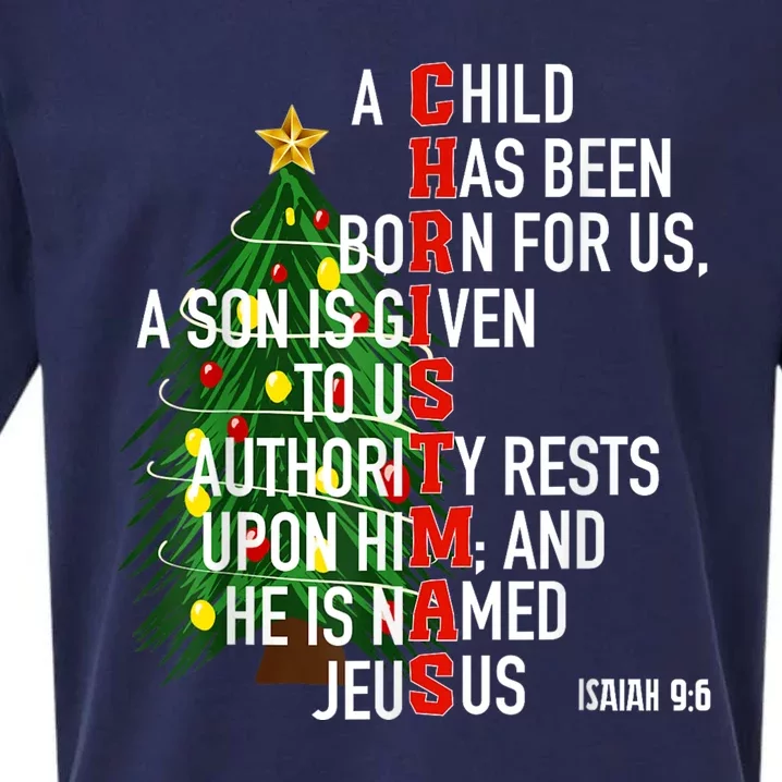 Nativity Jesus Christian Bible Verse Christmas Tree Lights Sueded Cloud Jersey T-Shirt