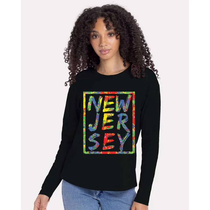 New Jersey Colorful Box State Pride Rainbow Gift New Jersey Womens Cotton Relaxed Long Sleeve T-Shirt