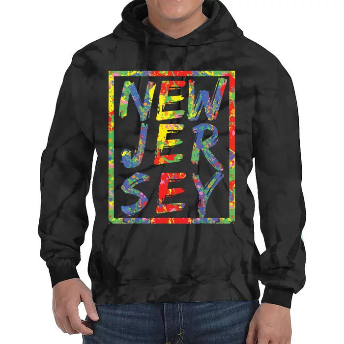 New Jersey Colorful Box State Pride Rainbow Gift New Jersey Tie Dye Hoodie