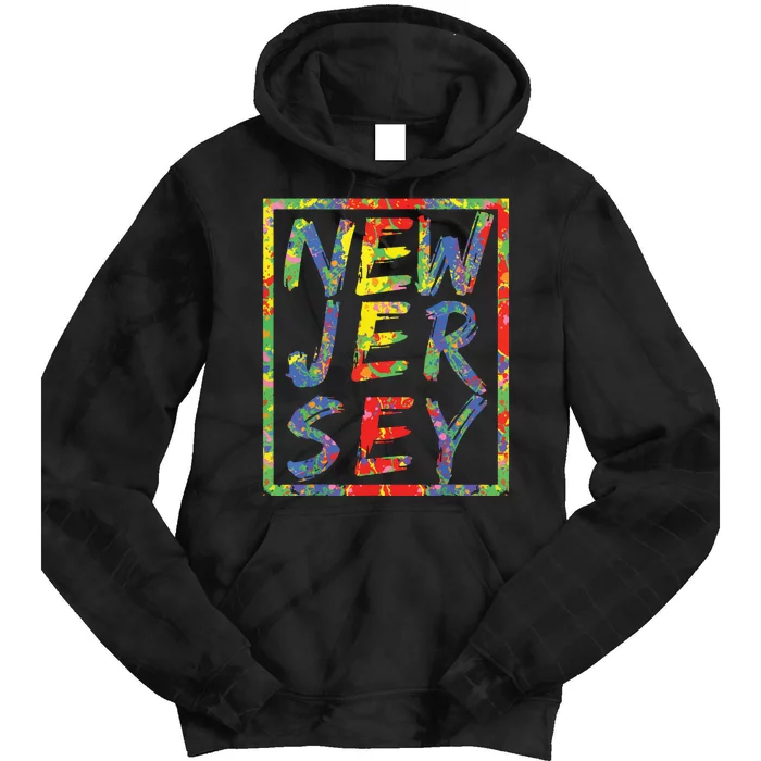 New Jersey Colorful Box State Pride Rainbow Gift New Jersey Tie Dye Hoodie