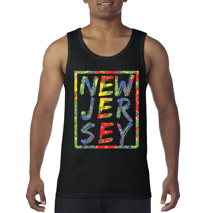 New Jersey Colorful Box State Pride Rainbow Gift New Jersey Tank Top