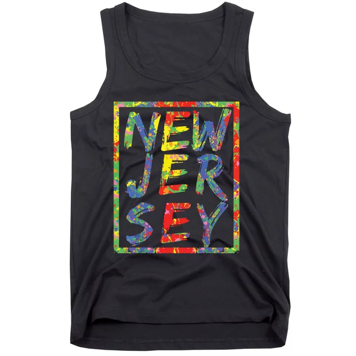 New Jersey Colorful Box State Pride Rainbow Gift New Jersey Tank Top