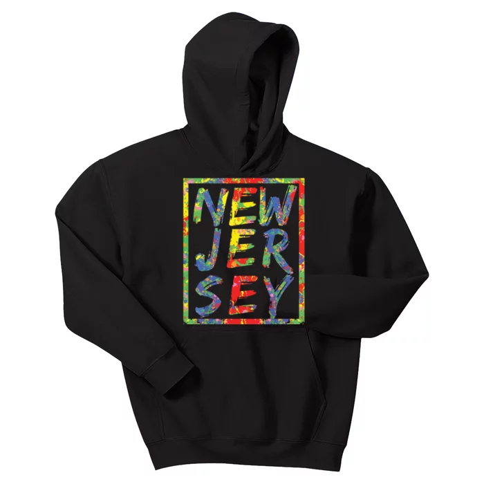 New Jersey Colorful Box State Pride Rainbow Gift New Jersey Kids Hoodie