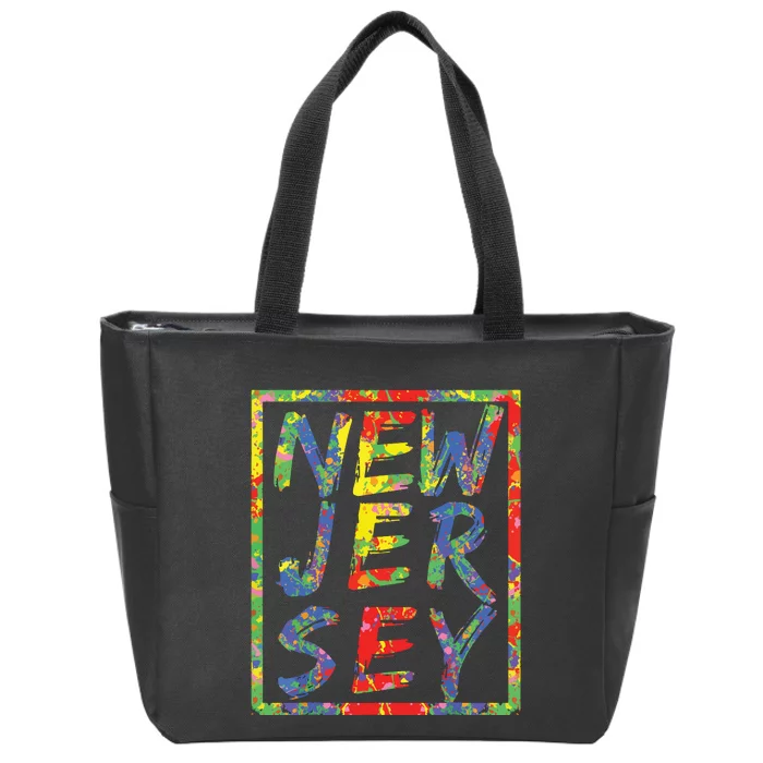 New Jersey Colorful Box State Pride Rainbow Gift New Jersey Zip Tote Bag