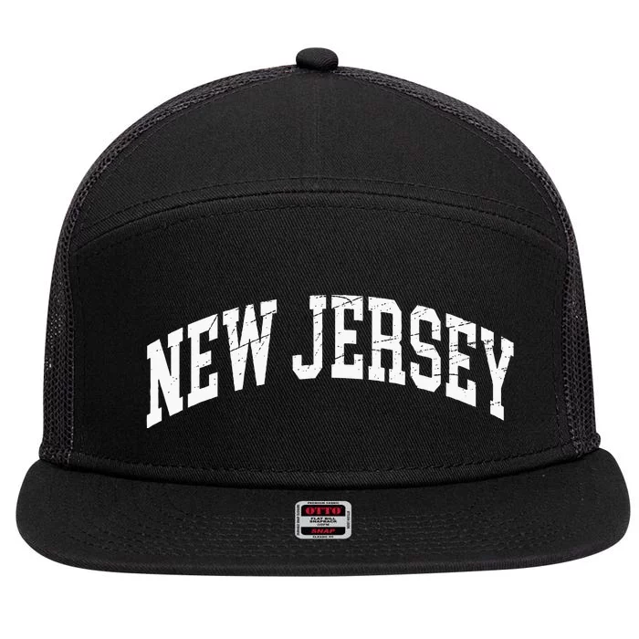 New Jersey Distressed Design Classic 7 Panel Mesh Trucker Snapback Hat