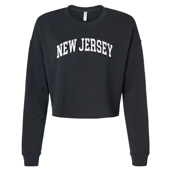 New Jersey Distressed Design Classic Cropped Pullover Crew