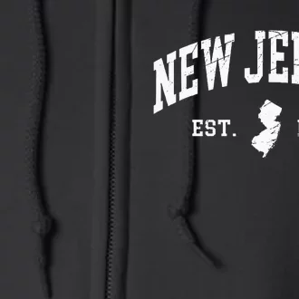 New Jersey Est. 1787 Distressed Worn Design Classic Full Zip Hoodie