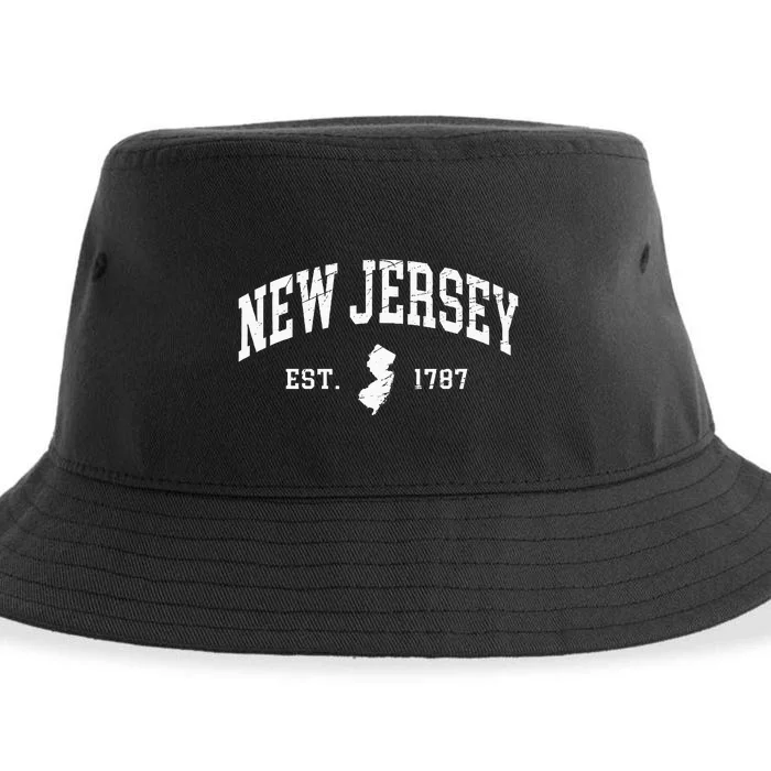 New Jersey Est. 1787 Distressed Worn Design Classic Sustainable Bucket Hat