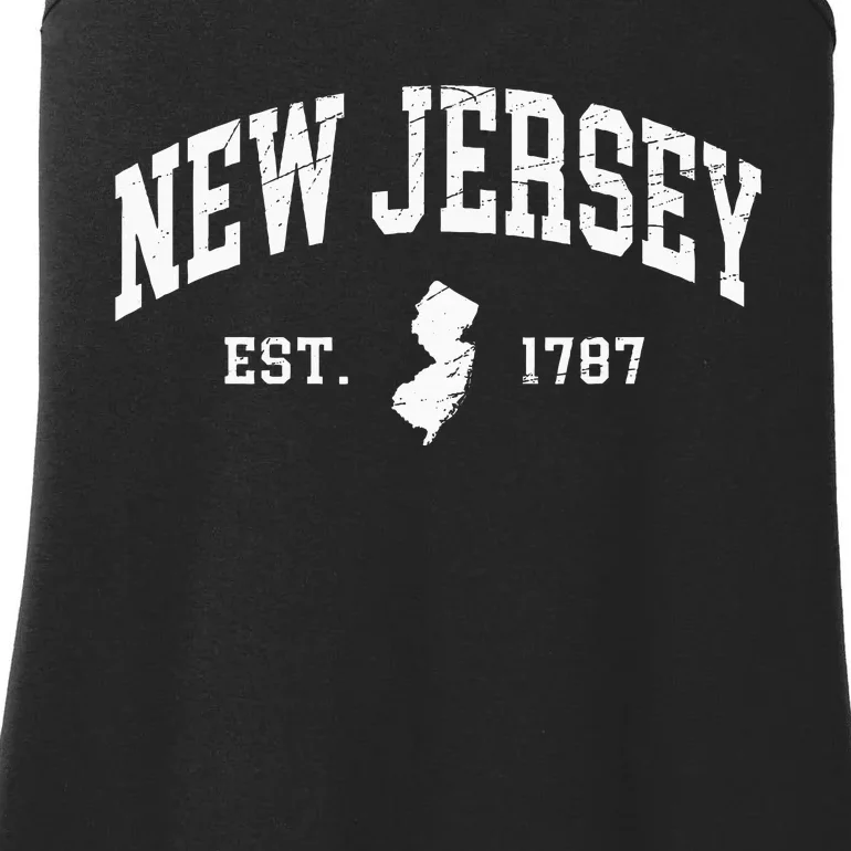 New Jersey Est. 1787 Distressed Worn Design Classic Ladies Essential Tank