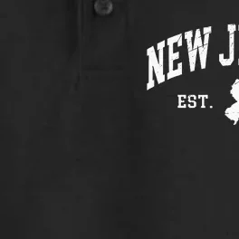 New Jersey Est. 1787 Distressed Worn Design Classic Dry Zone Grid Performance Polo