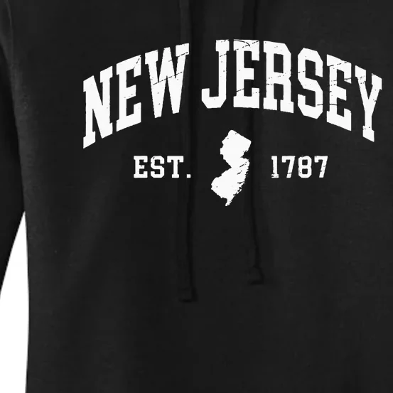 New Jersey Est 1787 Distressed Worn Design Classic Women's Pullover Hoodie