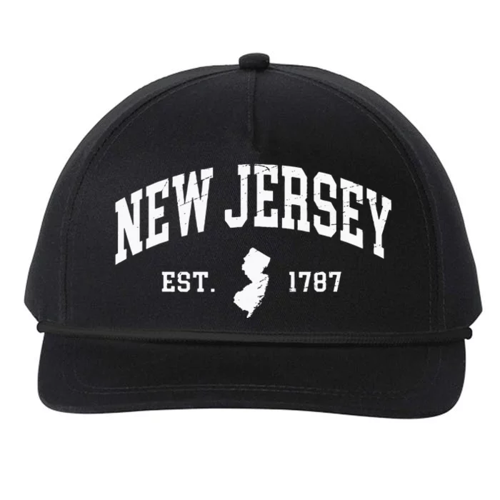 New Jersey Est 1787 Distressed Worn Snapback Five-Panel Rope Hat