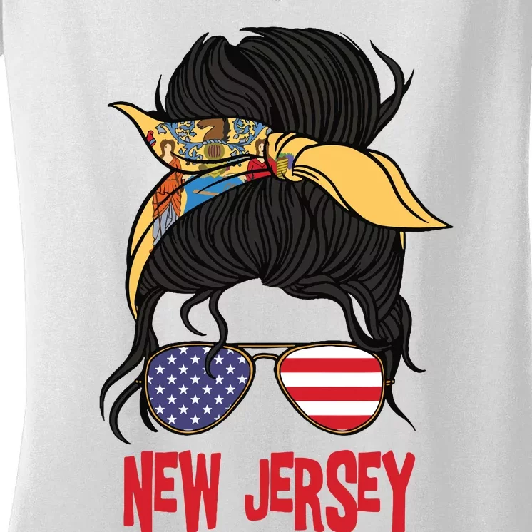 New Jersey For Girl New Jersey Proud State Flag For Women Women's V-Neck T-Shirt