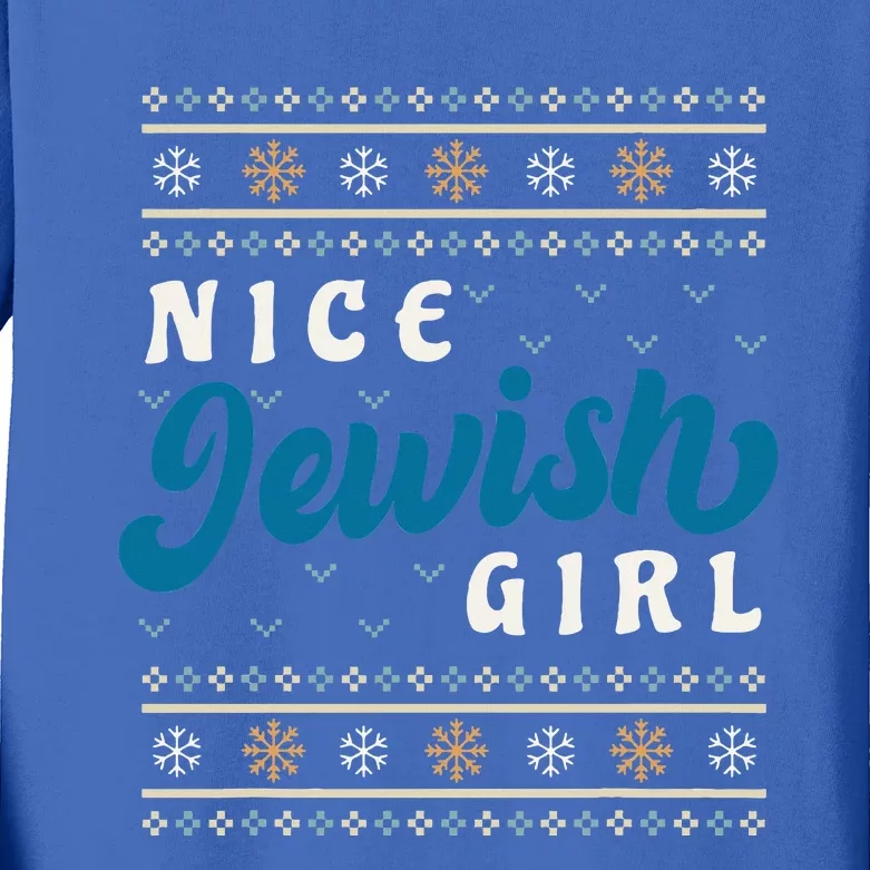 Nice Jewish Funny Ugly Hanukkah Sweater Kids Long Sleeve Shirt