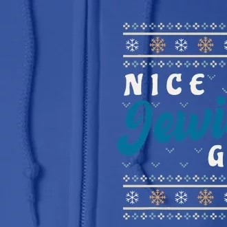 Nice Jewish Funny Ugly Hanukkah Sweater Full Zip Hoodie