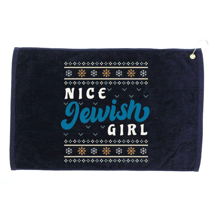 Nice Jewish Funny Ugly Hanukkah Sweater Grommeted Golf Towel