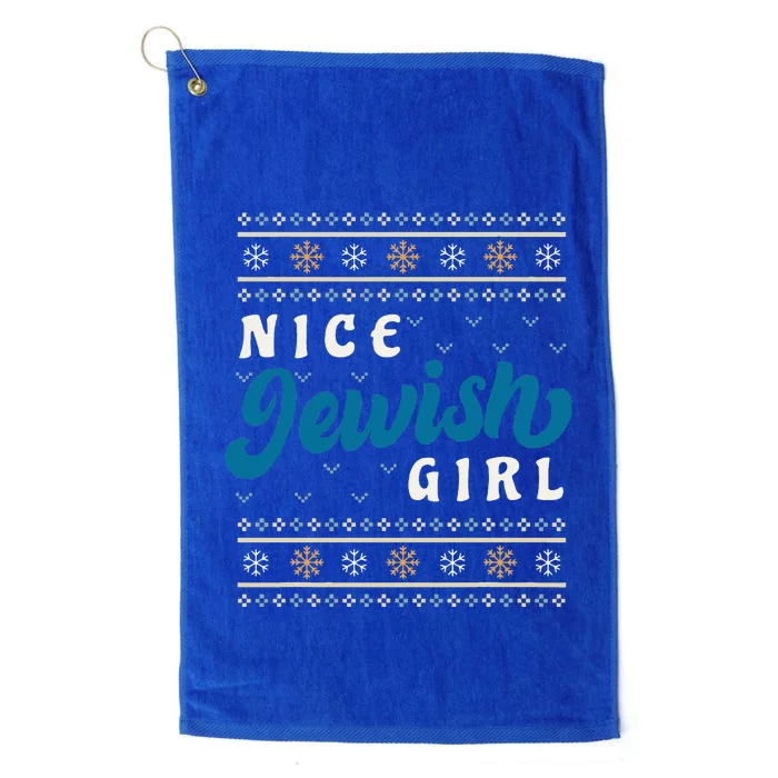 Nice Jewish Funny Ugly Hanukkah Sweater Platinum Collection Golf Towel