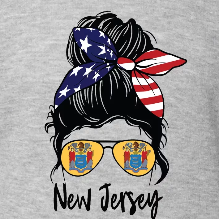 New Jersey Girl New Jersey Flag State Girlfriend Messy Bun Toddler Sweatshirt