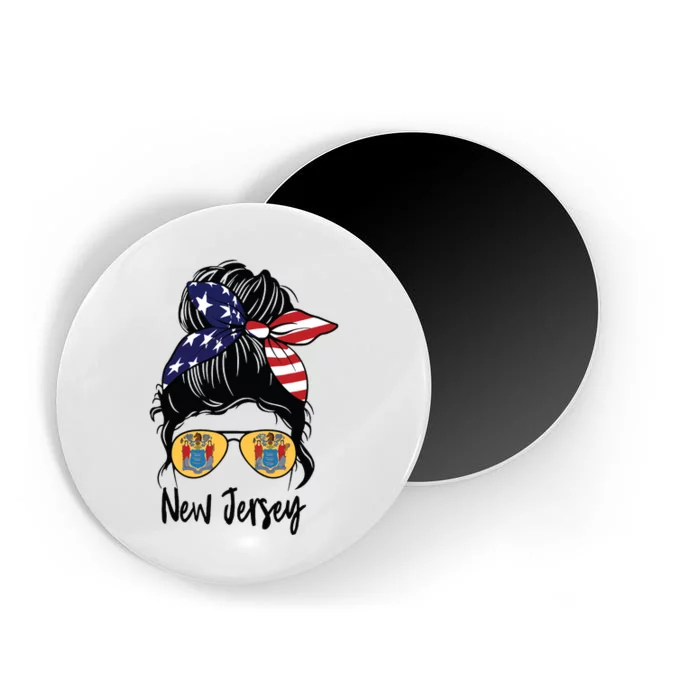 New Jersey Girl New Jersey Flag State Girlfriend Messy Bun Magnet