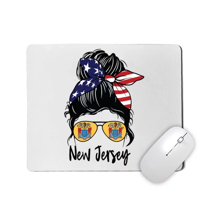 New Jersey Girl New Jersey Flag State Girlfriend Messy Bun Mousepad