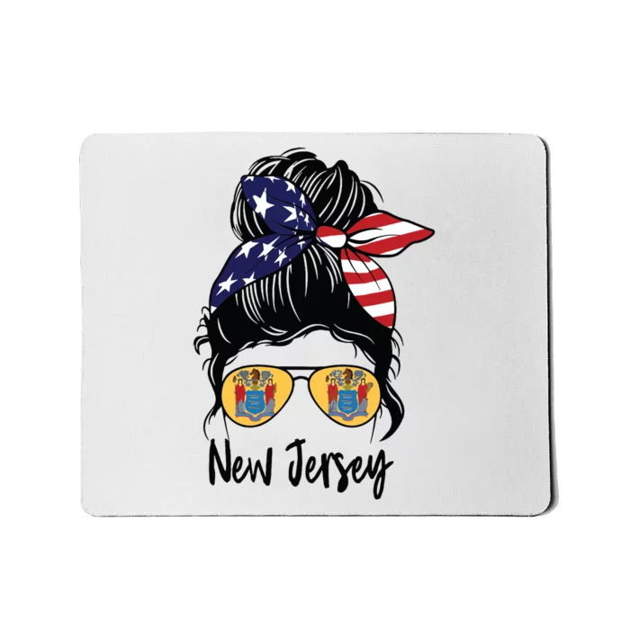 New Jersey Girl New Jersey Flag State Girlfriend Messy Bun Mousepad