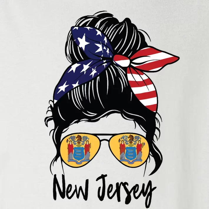 New Jersey Girl New Jersey Flag State Girlfriend Messy Bun Toddler Long Sleeve Shirt