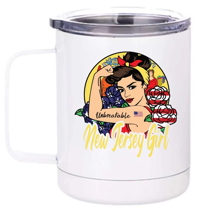 New Jersey Girl New Jersey Proud State Flag For Woman Front & Back 12oz Stainless Steel Tumbler Cup