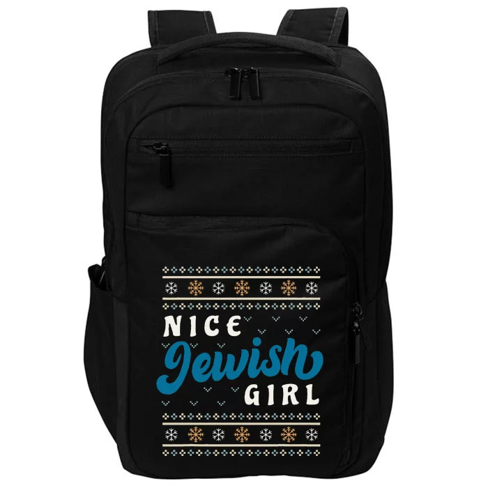 Nice Jewish Girl Funny Ugly Hanukkah Sweater Impact Tech Backpack