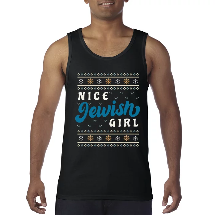 Nice Jewish Girl Funny Ugly Hanukkah Sweater Tank Top