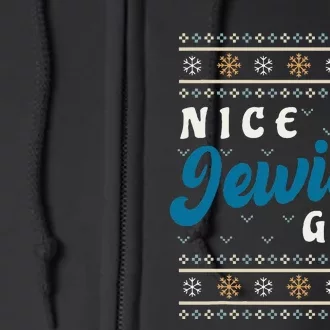 Nice Jewish Girl Funny Ugly Hanukkah Sweater Full Zip Hoodie