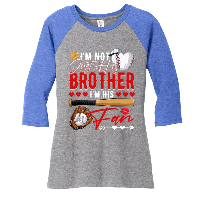 Not Just His Brother His Number 1 Fan Proud Baseball Brother Gift Women's Tri-Blend 3/4-Sleeve Raglan Shirt