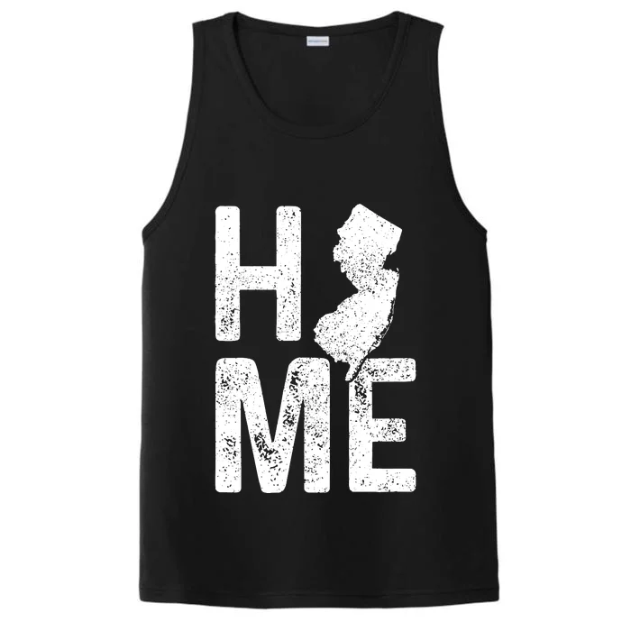 New Jersey Home Vintage State Map Pride Gift Performance Tank