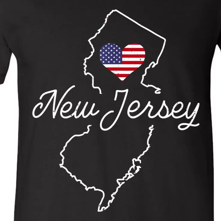 New Jersey Lover Love Nj State Flag New Jersey V-Neck T-Shirt