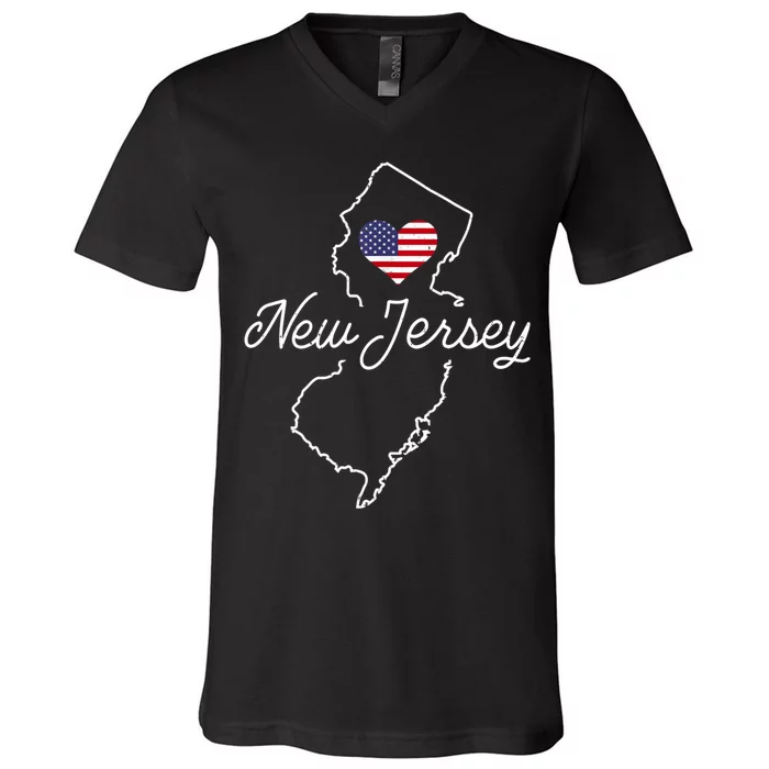 New Jersey Lover Love Nj State Flag New Jersey V-Neck T-Shirt