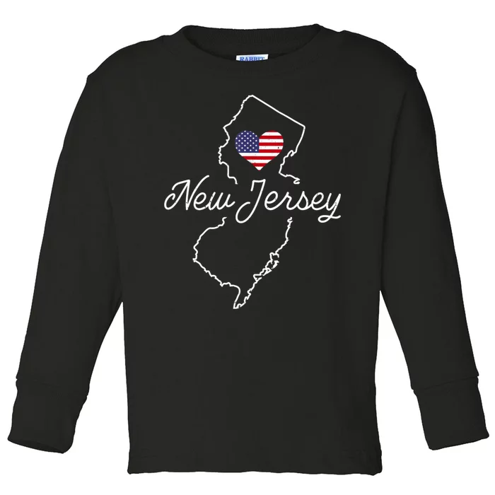 New Jersey Lover Love Nj State Flag New Jersey Toddler Long Sleeve Shirt