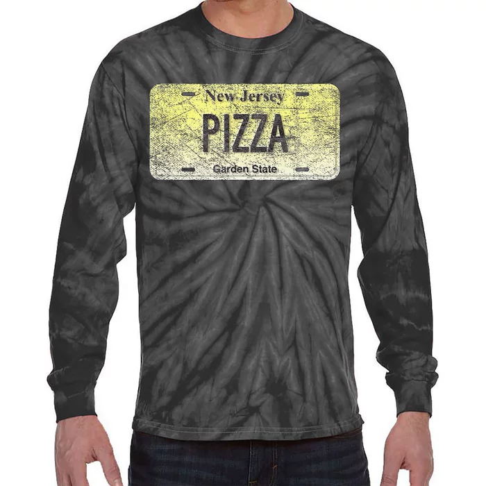 New Jersey Licence Plate Gift Pizza Tie-Dye Long Sleeve Shirt