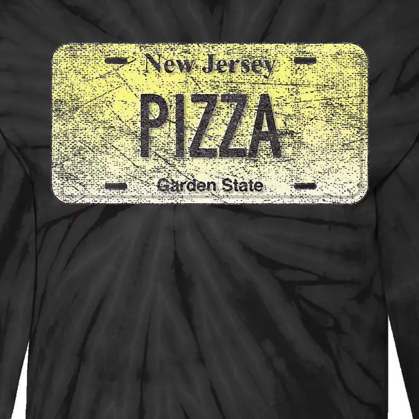 New Jersey Licence Plate Gift Pizza Tie-Dye Long Sleeve Shirt