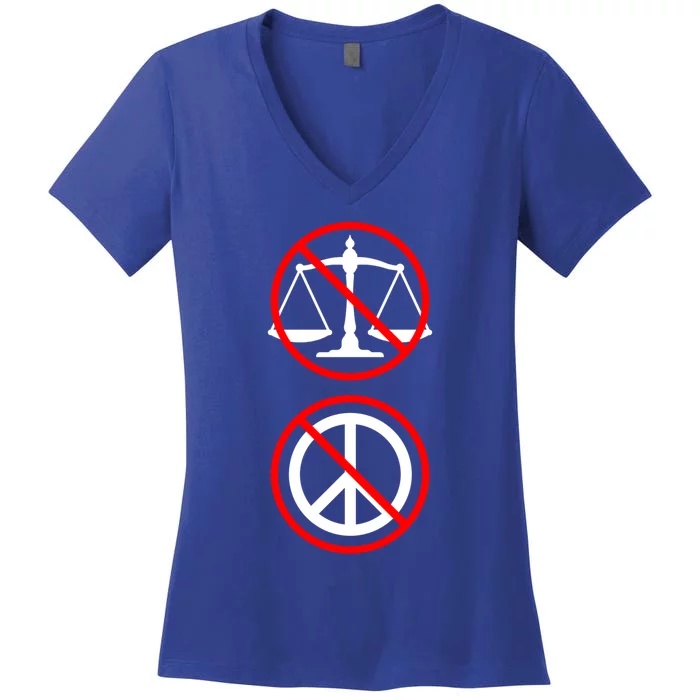 No Justice No Peace Symbols Black Lives Matter Protest Funny Gift Women's V-Neck T-Shirt