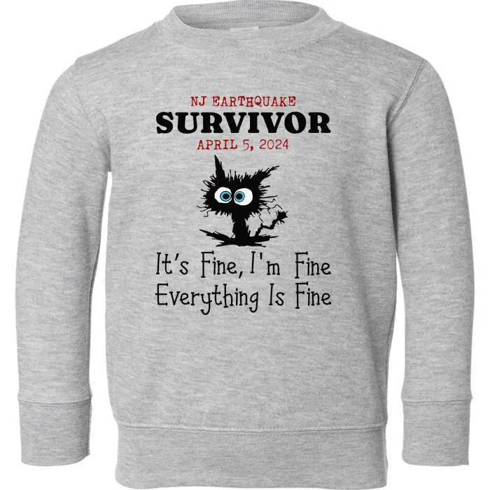 New Jersey Nj Earthquake Survivor IM Fine Everythings Fine Toddler Sweatshirt