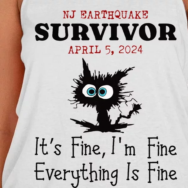 New Jersey Nj Earthquake Survivor IM Fine Everythings Fine Women's Knotted Racerback Tank