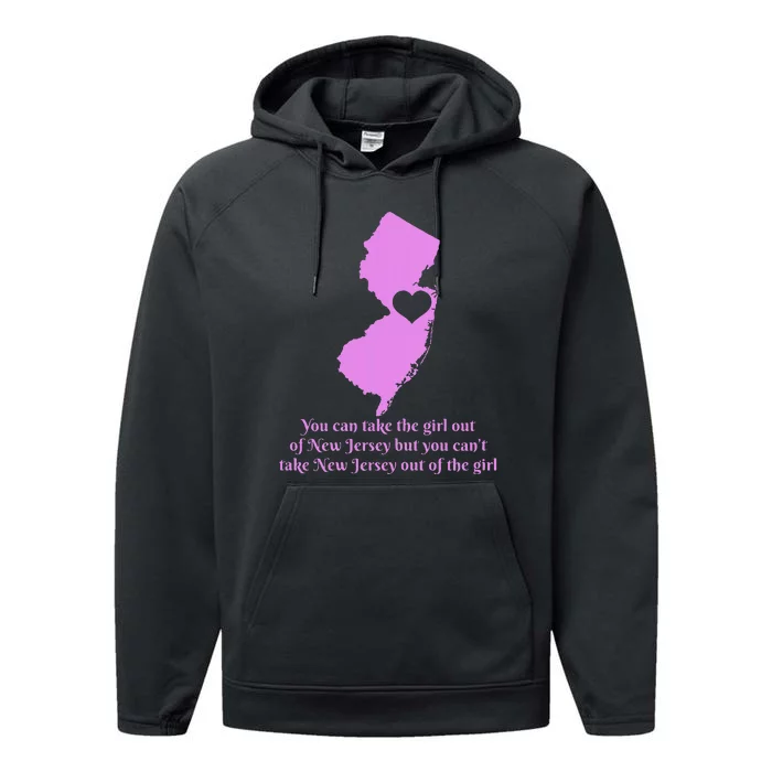 New Jersey Nj Girl State Map Heart Pride Funny Cute Performance Fleece Hoodie