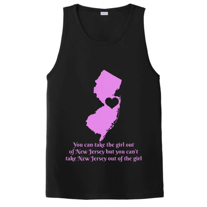 New Jersey Nj Girl State Map Heart Pride Funny Cute Performance Tank