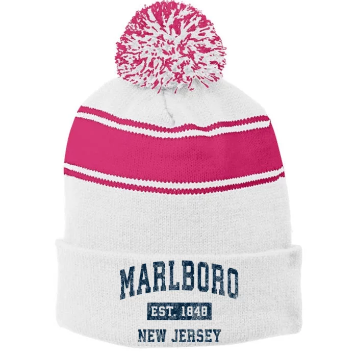 New Jersey Nj Vintage Sports Stripe Pom Pom Beanie