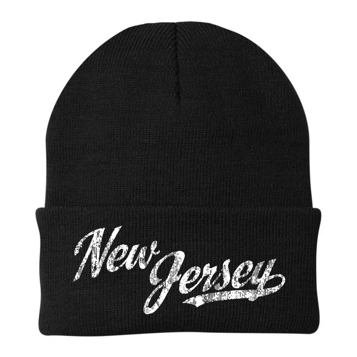 New Jersey Nj Vintage Sports Script Retro Knit Cap Winter Beanie