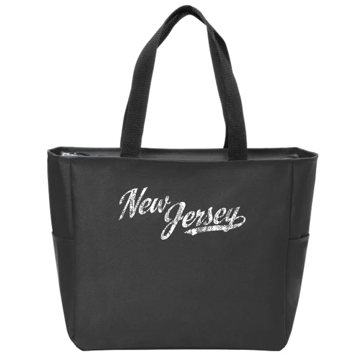 New Jersey Nj Vintage Sports Script Retro Zip Tote Bag